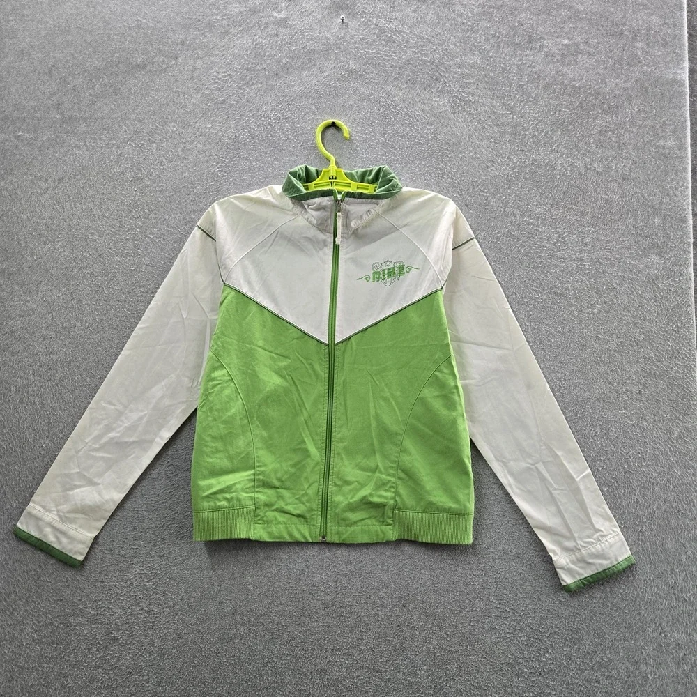 VINTAGE Nike Women Jacket M Green Track Colorblock Logo Y2K READ